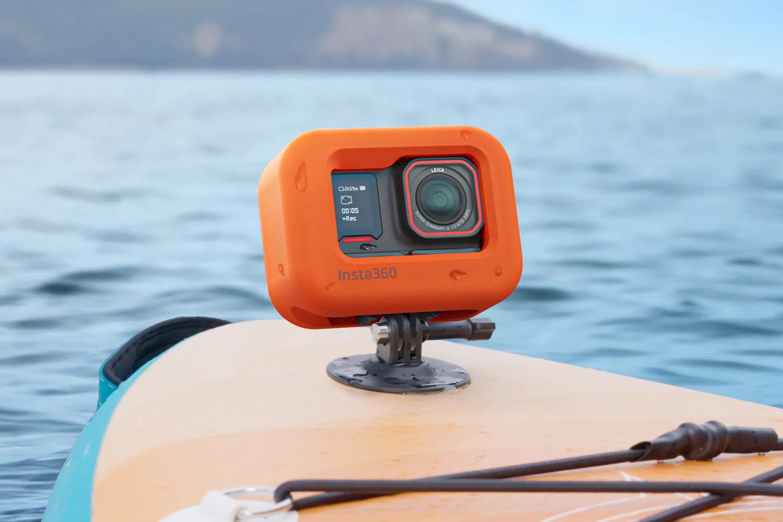 Ace Pro 2 in an orange float case mounted on a paddleboard